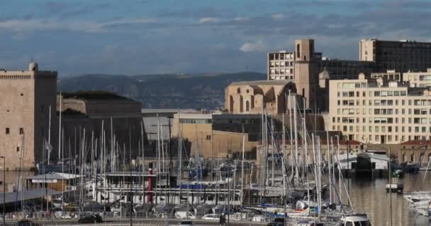 Fort Saint Jean Och Kyrkan Saint Andre Marseille Bouches Rhone — Stockvideo
