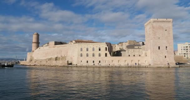 Fort Saint Jean Och Vieux Port Marseille Bouches Rhone Frankrike — Stockvideo