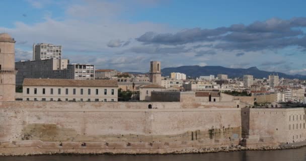 Saint Jean堡和Vieux Port Marseille Bouches Rhone France — 图库视频影像