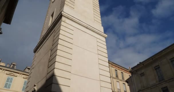 Place Horloge Nimes Gard Megye Occitanie Régió Franciaország Óratorony Neve — Stock videók