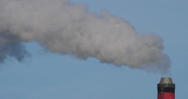 Rök Och Luftföroreningar Från Förbränningsskorsten Nära Caen Normandie Frankrike — Stockvideo
