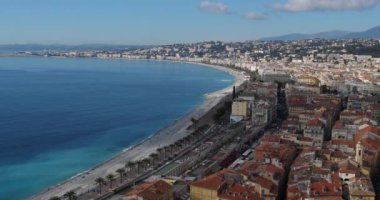 Güzel, Alpes Denizcilik Bölümü, Provence, Cote d Azur, Fransa. Gezinti güvertesi Anglais. Colline du Chateau 'dan Nice Panoraması