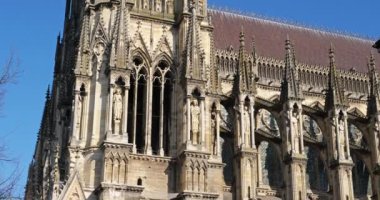 Reims Katedrali Notre Dame, Marne Departmanı, Grand Est bölgesi, Fransa. Katedral Unesco 'nun dünya mirası alanıdır..