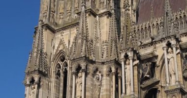 Reims Katedrali Notre Dame, Marne Departmanı, Grand Est bölgesi, Fransa. Katedral Unesco 'nun dünya mirası alanıdır..