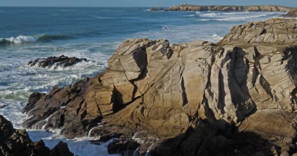 Cote Sauvage Schiereiland Quiberon Morbihan Bretagne Frankrijk — Stockvideo