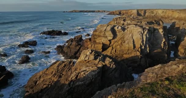 Cote Sauvage Península Quiberon Morbihan Bretaña Francia — Vídeos de Stock