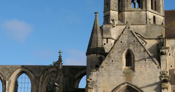 Caen Διαμέρισμα Calvados Νορμανδία Γαλλία Εκκλησία Saint Etienne Vieux Βομβαρδίστηκε — Αρχείο Βίντεο