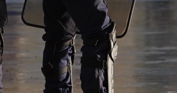 Equipo Policía Antidisturbios Francesa Francia — Vídeos de Stock