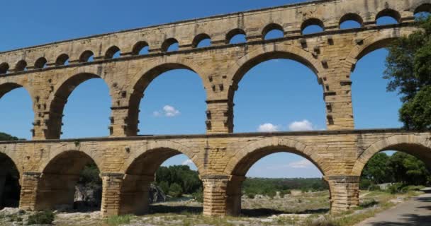 Ponte Romano Pont Gard Fiume Gardon Resmoulins Gard Occitanie Francia — Video Stock