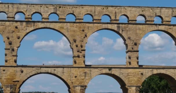 Ponte Romano Pont Gard Fiume Gardon Resmoulins Gard Occitanie Francia — Video Stock