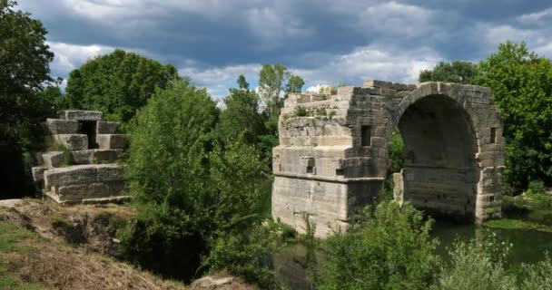 Pont Ambroix Ambrussum Villetelle Francia — Video Stock