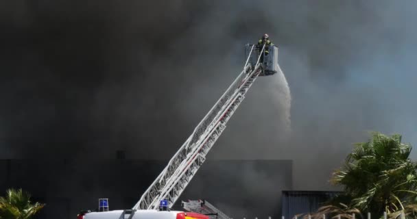 Uma Fábrica Chamas Aigues Mortes Occitanie França — Vídeo de Stock