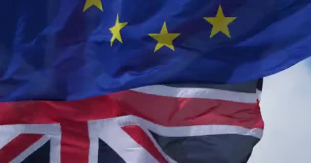 Bandiere Nazionali Britanniche Europee Sventolano Nel Vento — Video Stock