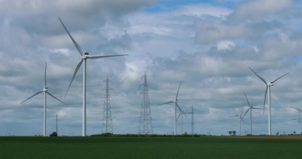 Pole Větrné Turbíny Regionu Beauce Severní Francie — Stock video