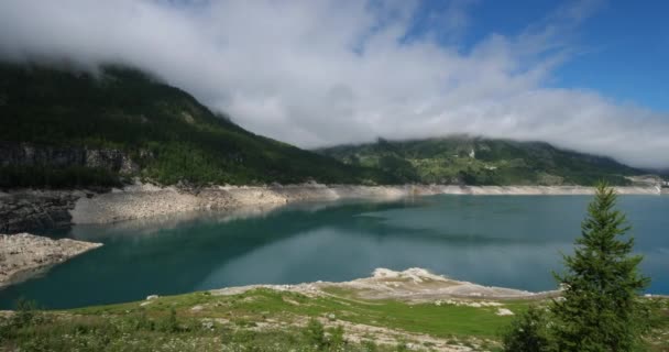 Lake Tignes Departement Savoie Franse Alpen Frankrijk — Stockvideo
