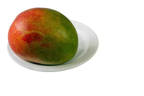 Primo Piano Fondo Bianco Frutto Mango Isolato Con Posto Una — Foto Stock