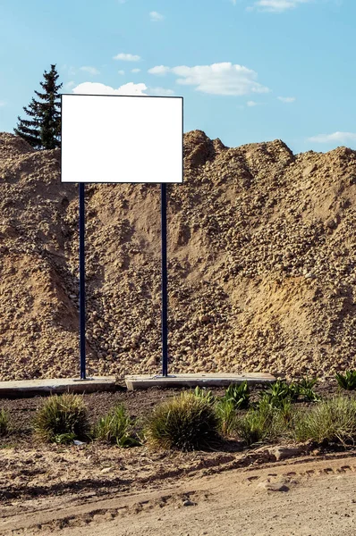 Day Reconstruction Construction Empty Billboard Large Pile Land — Stock Photo, Image