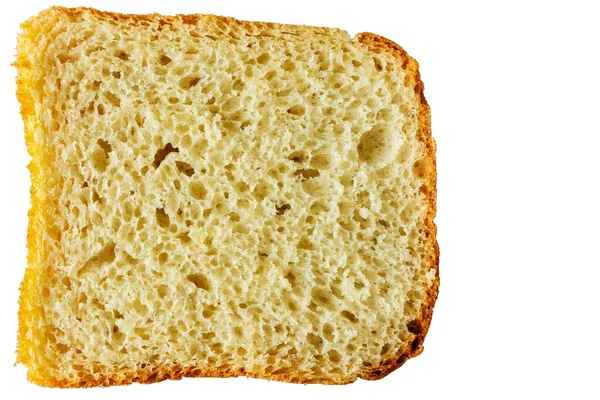 Skiva Bröd Med Gyllene Skorpa Isolerad Vit Bakgrund — Stockfoto