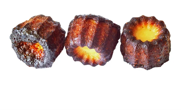 Canele Bordeaux Dort Izolován Bílém Pozadí Zblízka Prostorem Pro Text — Stock fotografie