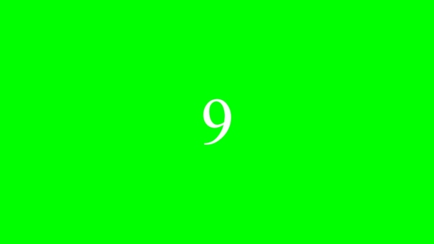 Tweede Countdown Timer Sleutel Chroom Groen Met Witte Cijfers — Stockvideo