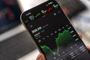 Bombay Menkul Kıymetler Borsası veya BSE logosu 12 Şubat 2026 'da Hindistan' ın Bangalore kentindeki bir akıllı telefonun ekranında sergilenmektedir.