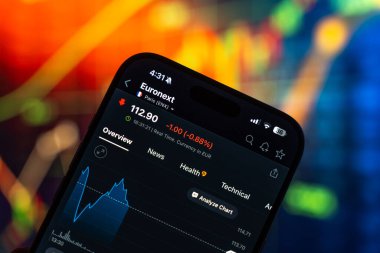 Euronext logosu 12 Şubat 2026 'da Hindistan' ın Bangalore kentindeki bir akıllı telefon ekranında sergilenmektedir.