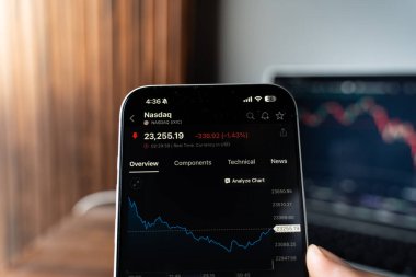 Nasdaq logosu 12 Şubat 2026 'da Hindistan' ın Bangalore kentindeki bir akıllı telefon ekranında sergilenmektedir.