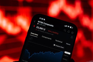 NYSE veya New York Menkul Kıymetler Borsası logosu 12 Şubat 2026 'da Hindistan' ın Bangalore kentindeki bir akıllı telefonun ekranında sergilenmektedir.