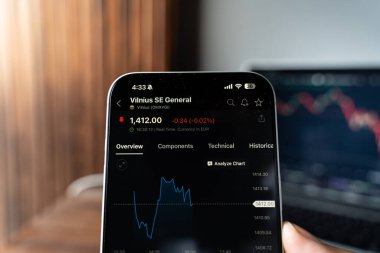 Nasdaq Vilnius veya Vilnius Menkul Kıymetler Borsası logosu 12 Şubat 2026 'da Hindistan' ın Bangalore şehrinde bir akıllı telefon ekranında sergilenmektedir.