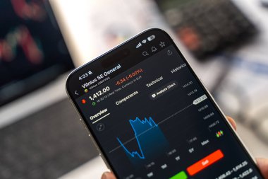 Nasdaq Vilnius veya Vilnius Menkul Kıymetler Borsası logosu 12 Şubat 2026 'da Hindistan' ın Bangalore şehrinde bir akıllı telefon ekranında sergilenmektedir.