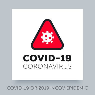 Coronavirus COVID-19 ya da 2019-NCoV 'u imzalayın. Tıbbi bilgi için basit düz UI / UX simge şablonu. Coronavirüs salgını. Covid19 tehlike ve halk sağlığı risk hastalığı.