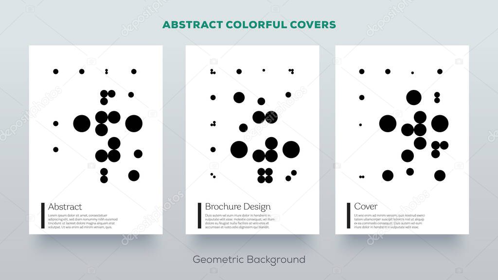 Geometric design covers. Minimal abstract pattern. Trending vintage retro style background. Set of simple colorful mockup posters.