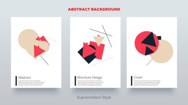 Suprematism design set. Flat style illustration. Creative retro abstract geometric template for brand identity, advertising, poster, banner, flyer, web, app etc. clipart