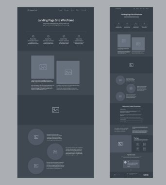 Web sitesi şablon tasarımı. Karanlık İniş Sayfası kablosu. Şirketiniz için bir sayfa yerleşim arayüzü.