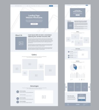 Web sitesi tasarım düzeni. Modern iniş sayfası kablosu.