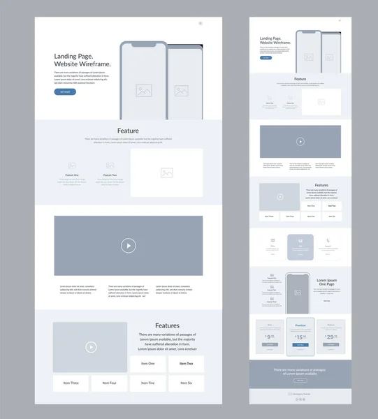 Webbplats Design Layout Modern Landningssida Wireframe — Stock vektor