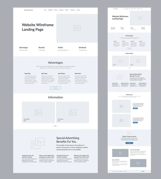 Landing Page Site Dark Option Website Good Wireframe Layout Interface — Stock Vector