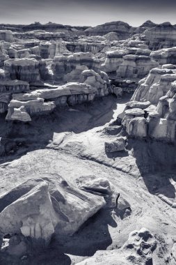 Siyah beyaz yakalama, Bisti Çorak Toprakları heykellerinin görkemli doğal eserini azaltmaz.