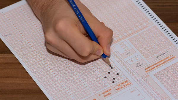 optical exam answer sheet and answer marking photo