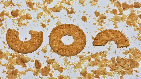 Galletas Sésamo Sobre Una Foto Fondo Blanco — Foto de Stock