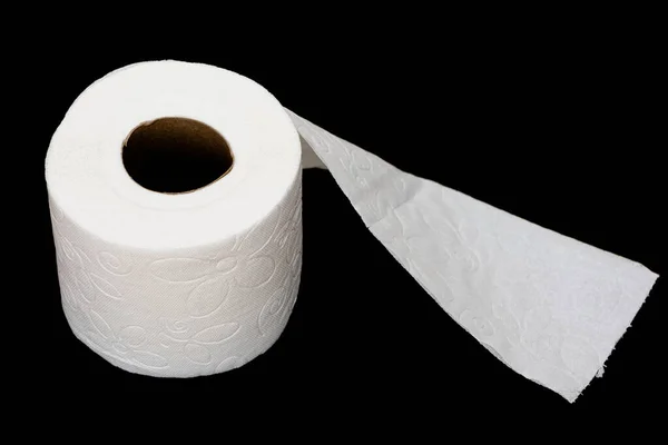 Siyah Arkaplan Üzerine Tuvalet Kağıdı — Stok fotoğraf