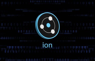 Dijital arkaplanda iyon kripto resmi var. 3d illüstrasyon.