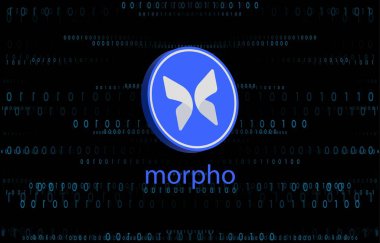 Soyut arkaplanda morpho kripto para birimi çizimleri. 3d illüstrasyon.