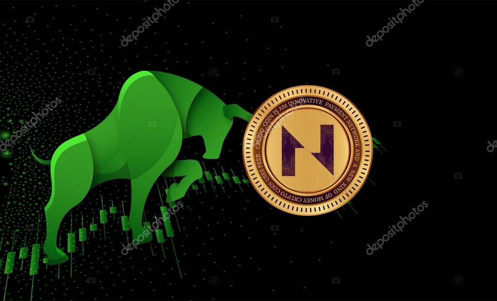 Nervos network-ckb cryptocurrency logos on digital background. 3d illustrations.