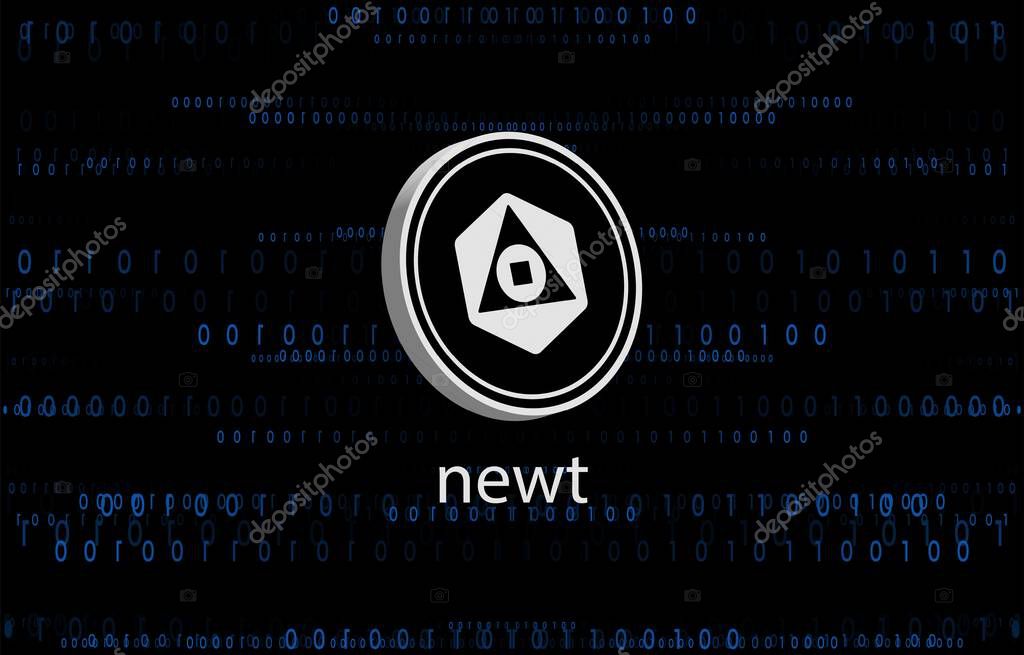 Newton protocol-newt coin logo images on digital background. 3d illustrations.