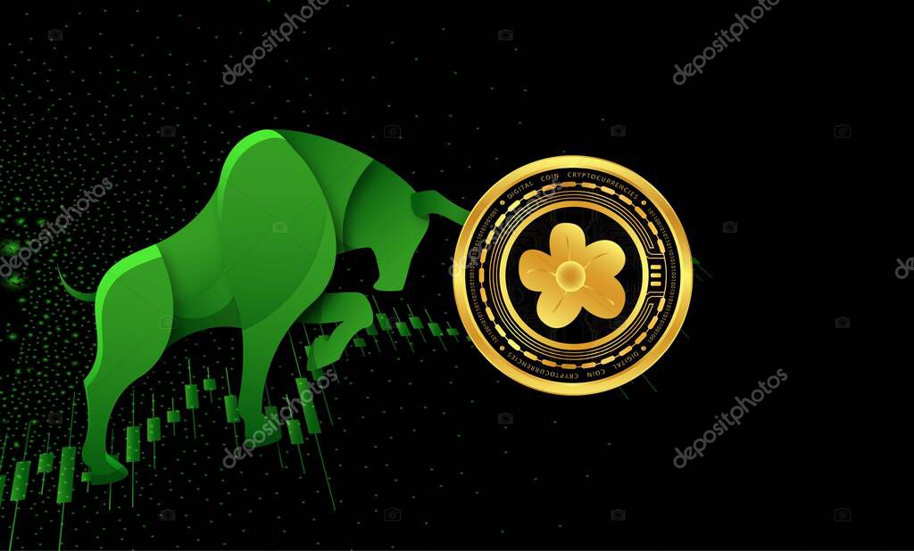 Myneighbor-alice cryptocurrency logos images on digital background. 3d illustrations.