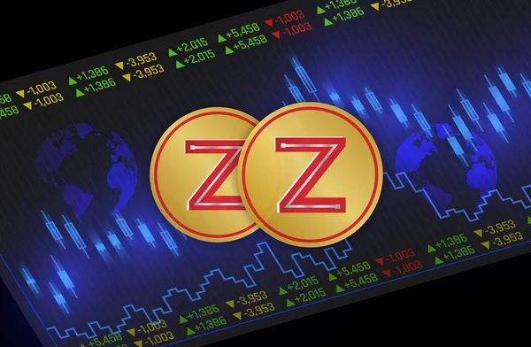 Dijital arkaplanda zetrix sanal para birimi resmi. 3B çizimler.