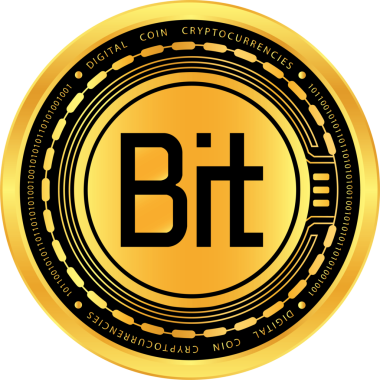 Soyut arkaplanda dao-bit şifreli para birimi logoları. 3d illüstrasyon.