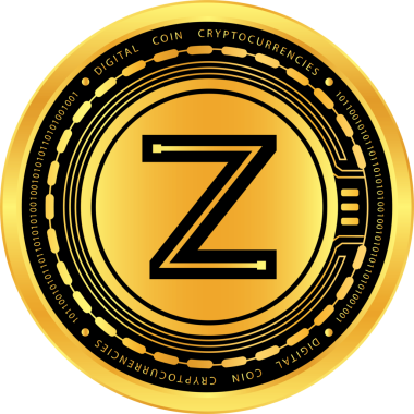 Soyut arkaplanda zetrix kripto para birimi logoları. 3d illüstrasyon.