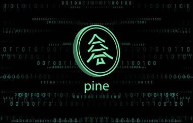 Dijital arka planda çam sanal para birimi resmi. 3B çizimler.